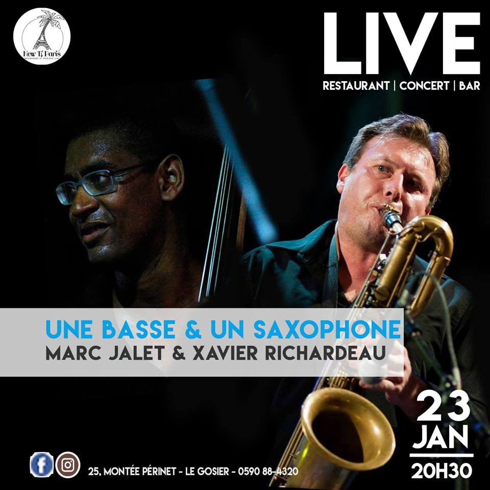 Une basse et un saxophone